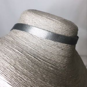 Genuine Leather Gun Metal Gray Choker Necklace